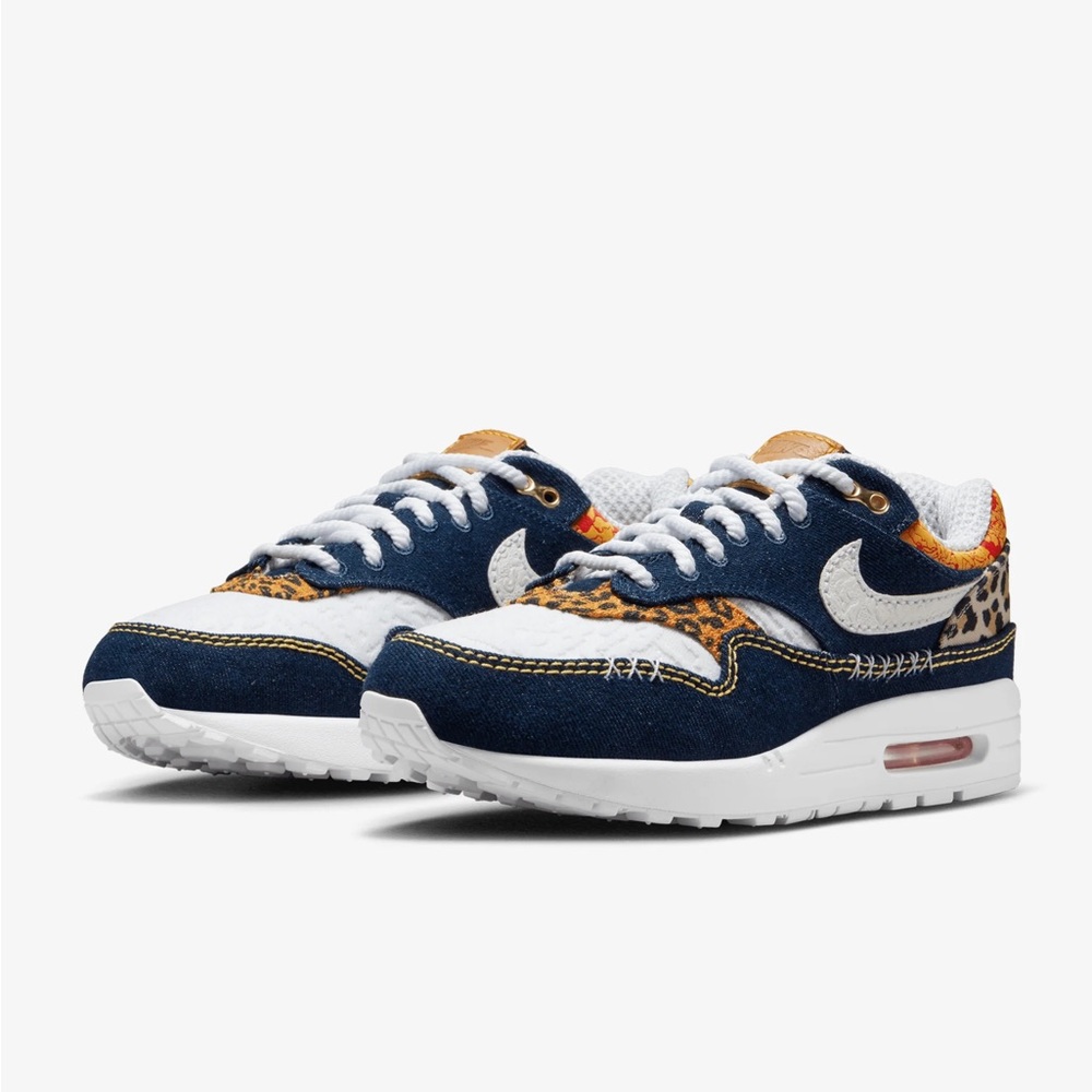******SOLD******Nike Air Max 1 Premium Denim Leopard - Men’s Size 7, EU 40 NWB